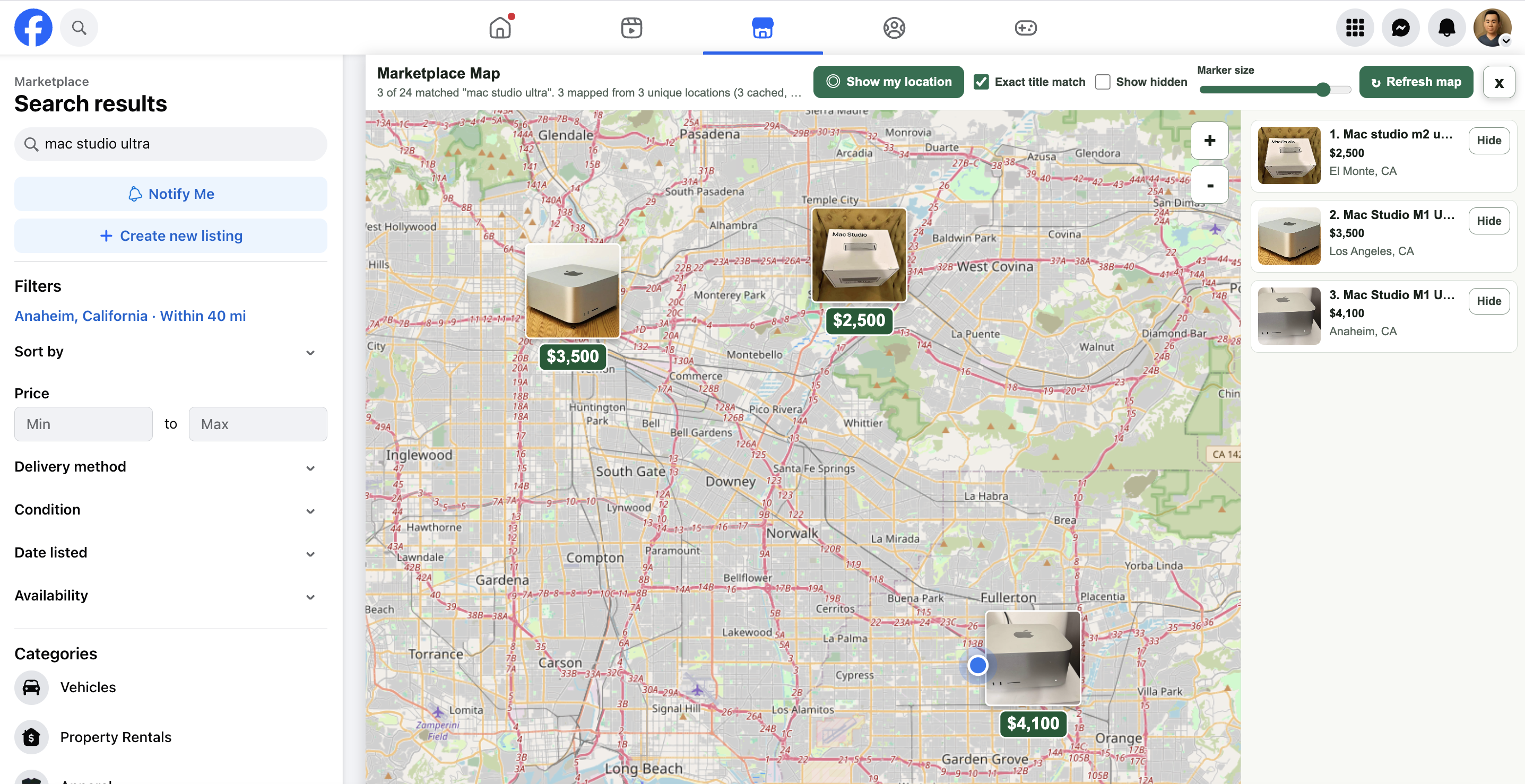 Marketplace Atlas mapping Mac Studio Ultra listings
